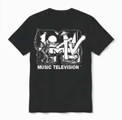 Mademark X Mtv - Cryptid-Filled Mtv Logo Feat. Bigfoot, Ufo, & Nessie Sketch Unisex T-Shirt - Black