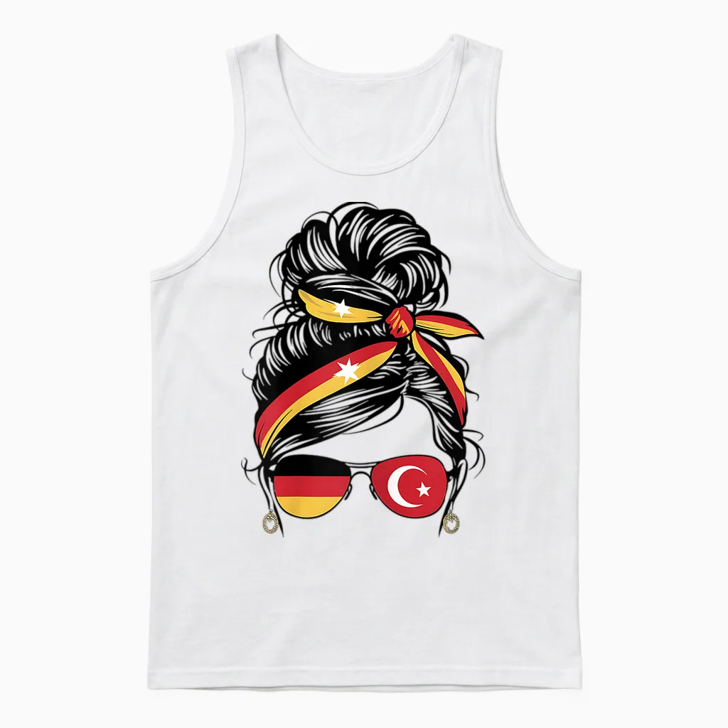 Türkiye Deutschland Flagge Türkisch Deutsch Mädchen Damen Unisex Tank Top in White