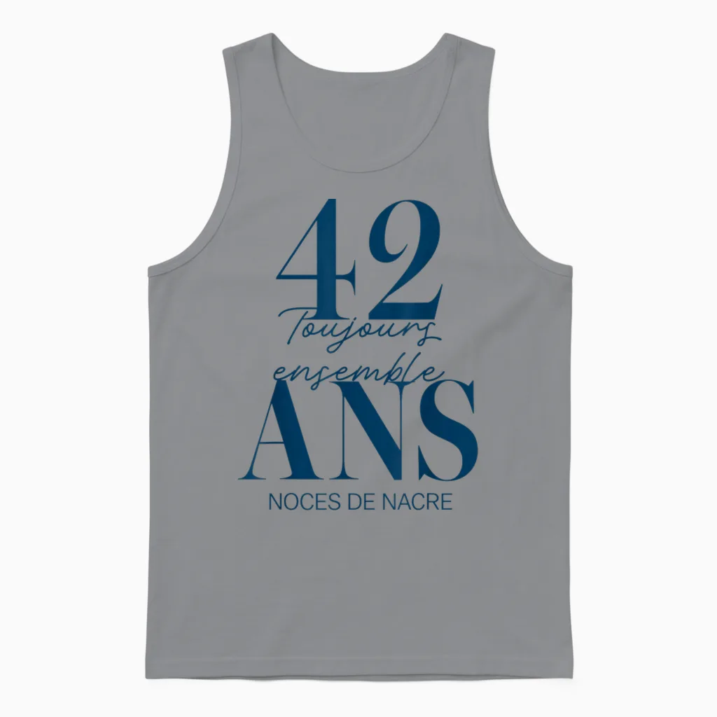Idée Cadeau Couple 42 Ans De Mariage - Noces De Nacre Unisex Tank Top in Sport Grey