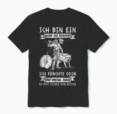 Men's Viking Ich Bin Ein Mann Des Nordens Nordmen T-Shirt, Black, S Unisex T-Shirt - Black