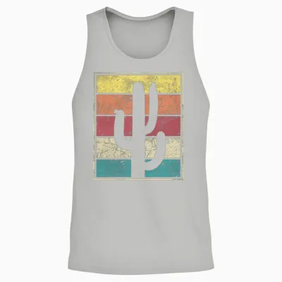 Cactus Vintage Retro Stripes Unisex Tank Top - Ash