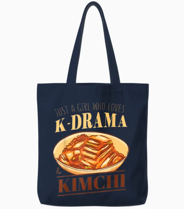 Mädchen Liebt Kimchi Und Koreanisches Drama Korea K-Pop Love K-Drama Tote Bags in Navy
