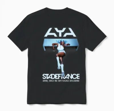 Aya Nakamura Merch Officiel Tournée Stade De France 2026 Manche Longue Unisex T-Shirt - Black