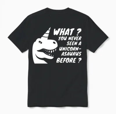 Funny Unicorn Dinosaur Unisex T-Shirt - Black