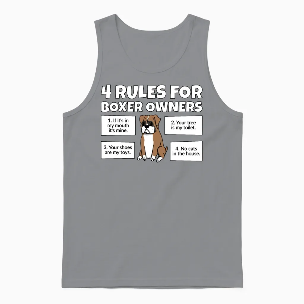 4 Rules for Boxer Dog Owners Unisex Tank Top in Sport Grey