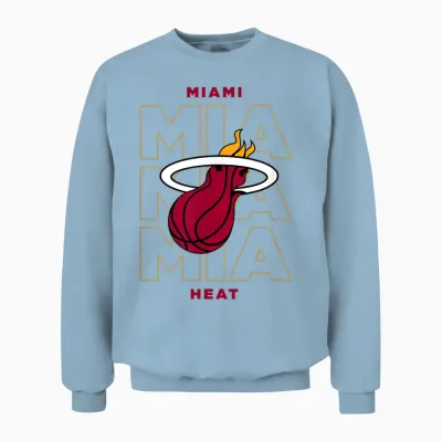 Nba - Miami Heat Stacked City Logo Unisex Sweatshirt - Light Blue