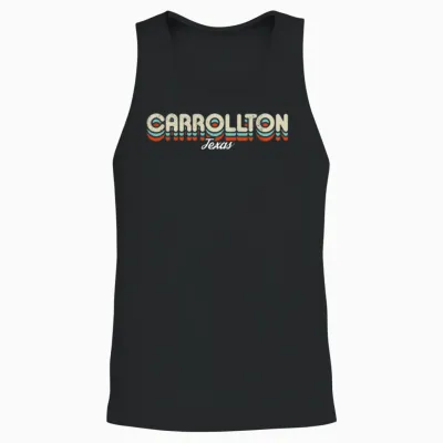 Retro Carrollton Texas Unisex Tank Top - Black