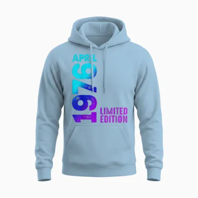 April 1976 Jahr 1976 Retro 1976 Limited Edition Vintage Unisex Hoodie - Light Blue