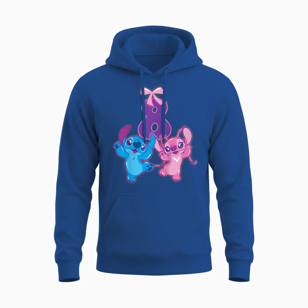 Kids Lilo and Stitch 8 Birthday T-Shirt, Black, S Unisex Hoodie in Royal