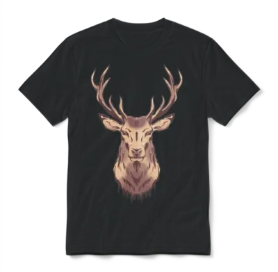 Deer Head Unisex T-Shirt - Black