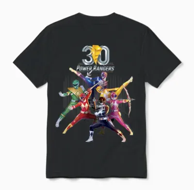 Kinder Power Rangers 30th Anniversary Mighty Morphin Vintage Unisex T-Shirt - Black