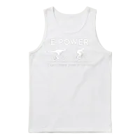 Velociraptor Chasing E-Biker Unisex Tank Top - White – 1