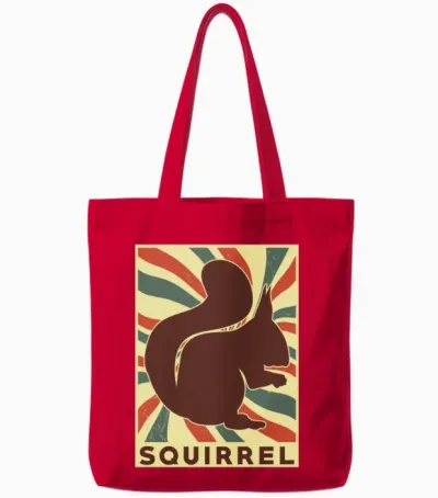 Squirrel Retro Vintage Tote Bags - Red