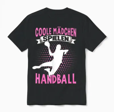 Handballer Women's Children's Cool Girls Playing Handball T-Shirt, Black Unisex T-Shirt - Black