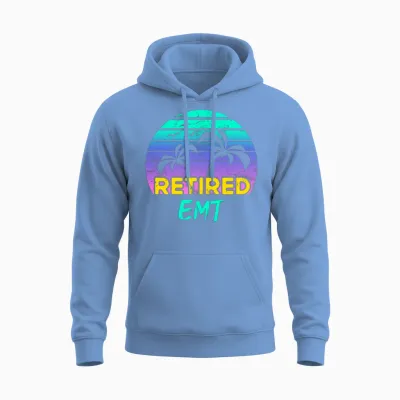 Retired Emt Retirement Retro Unisex Hoodie - Carolina Blue