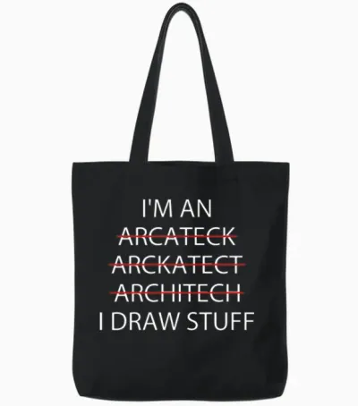 Funny Architect Tote Bags - Black