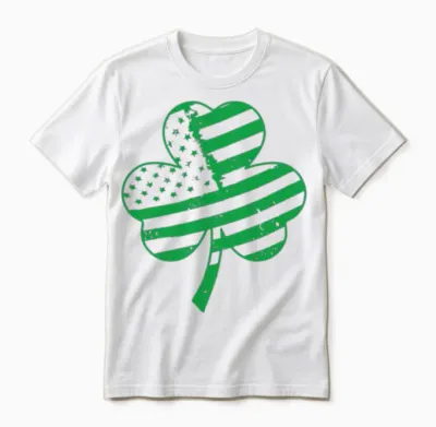Irish American Flag Shamrock For Unisex T-Shirt - White