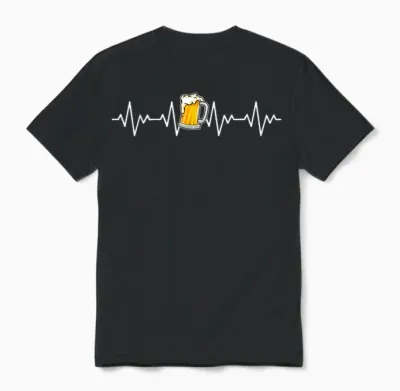 Bier-Herzschlag-Lustiges Design Unisex T-Shirt - Black