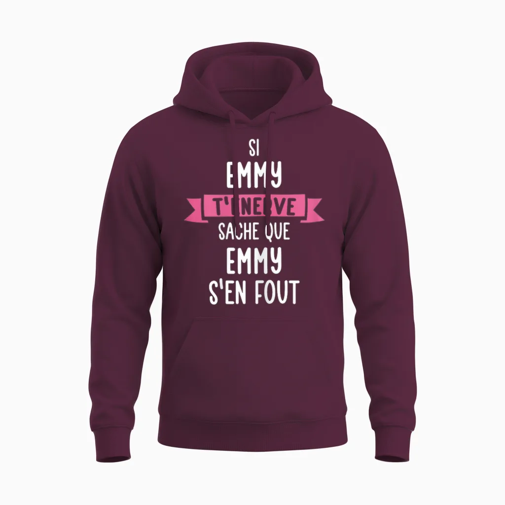 Gift Woman Humor Personalised Name Emmy Unisex Hoodie in Maroon