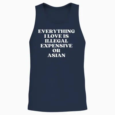 Expensive or Asian (on Back) Unisex Tank Top - Navy