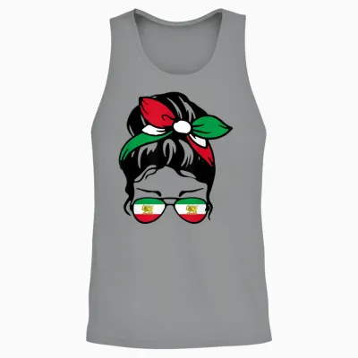 Patriotische Iran-Flagge, Iranisch, Niedlich, Unordentlich, Dutt, Mädchen, Mutter, Kinder Unisex Tank Top - Sport Grey