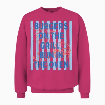 Burgers on the Grill Bun in the Oven Announcement Unisex Sweatshirt - Heliconia