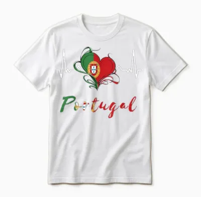 Portugal Flagge Herzschlag Ekg Pulse Portugiesische Wurzeln Herz Unisex T-Shirt - White