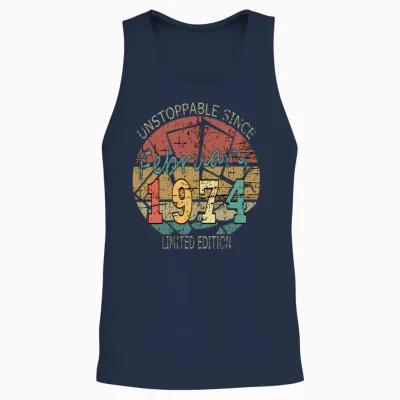 1974 Born Vintage Rose Gift Unisex Tank Top - Navy