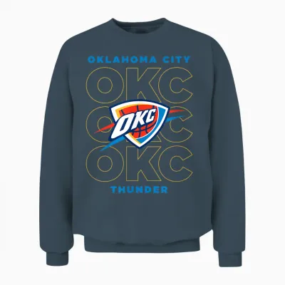 Nba – Oklahoma City Thunder Stacked City Logo Unisex Sweatshirt - Dark Heather