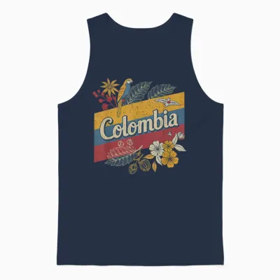 Kolumbien Hemd Retro Kolumbianische Flagge Heritage Pride Vintage Unisex Tank Top - Navy