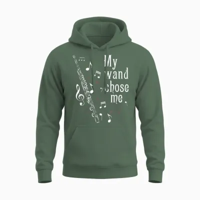 My Wand Chose Me - Flute Player Flutist Marching Band Music Unisex Hoodie - Military Green