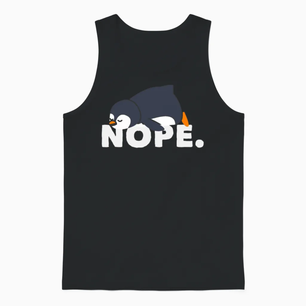 Lazy Penguin Relaxed Nope Gift Unisex Tank Top in Black
