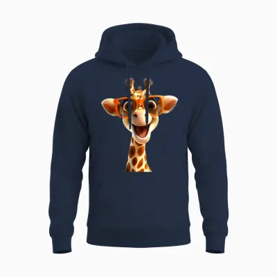 Giraffe with Sunglasses Africa Safari Wilderness Cute Giraffe T-Shirt, Black Unisex Hoodie - Navy