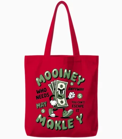 Money Mover Cartoon – Funny Retro Cash Art Tote Bags - Red