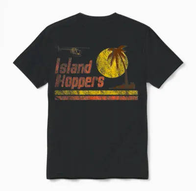 Magnum Island Hoppers Retro Sunset in Pi T-Shirt, Black Unisex T-Shirt - Black