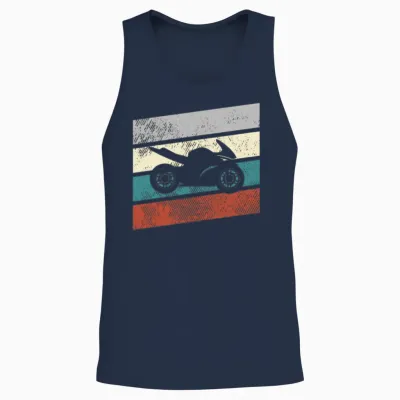 Motorcycle Retro Unisex Tank Top - Navy