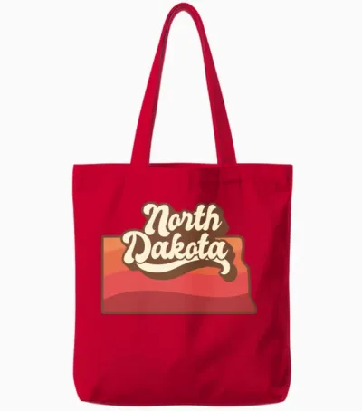 North Dakota Retro Tote Bags - Red