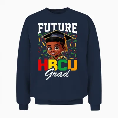 Future Hbcu Grad Black Boy Hbcu Toddler Kids Graduation Unisex Sweatshirt - Navy