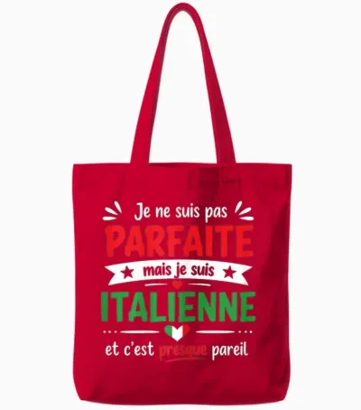 Humour Italie Je Ne Suis Pas Parfaite Mais Italienne Tote Bags - Red