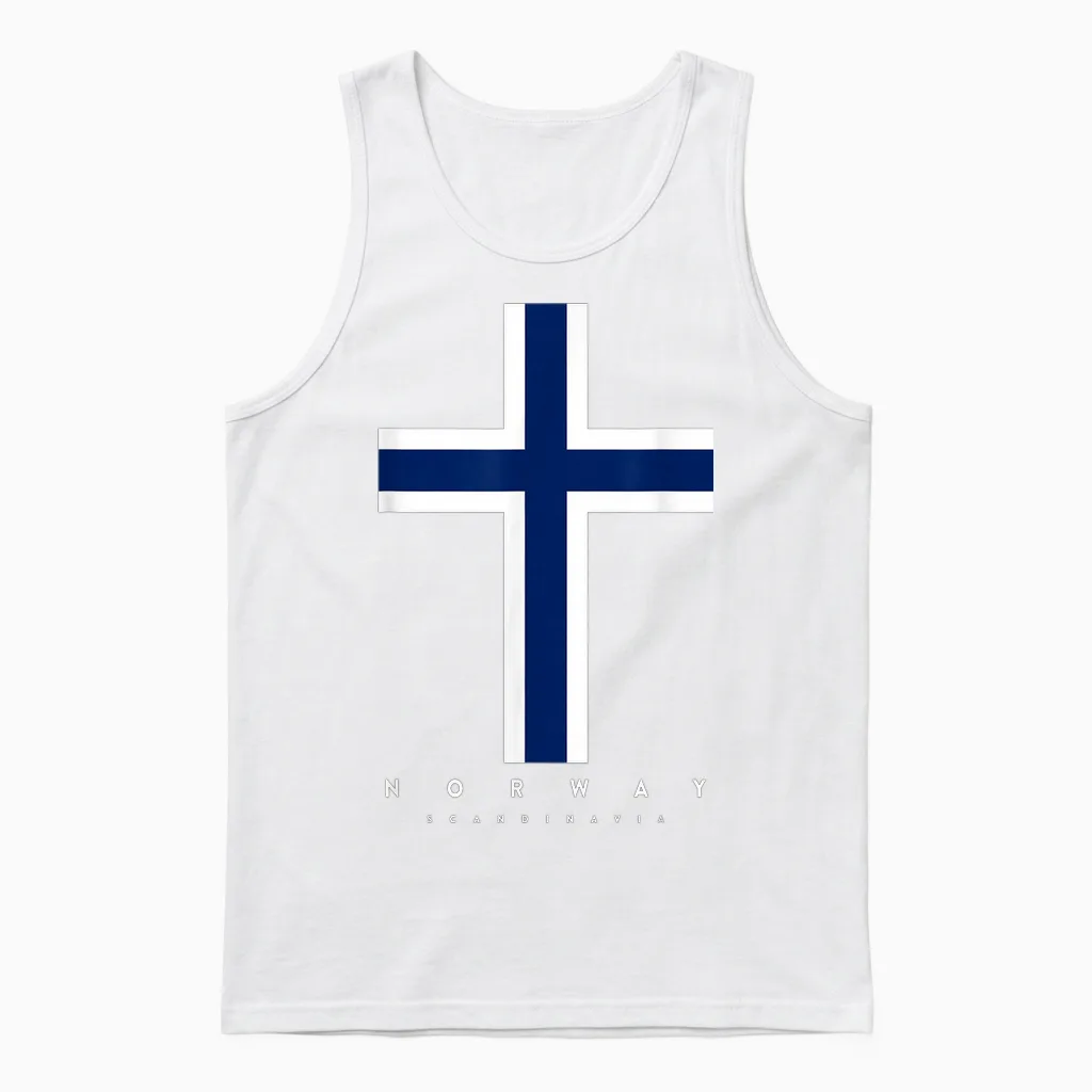 Norway Scandinavia Norwegian Flag Norge Norwayan Noreg Unisex Tank Top in White