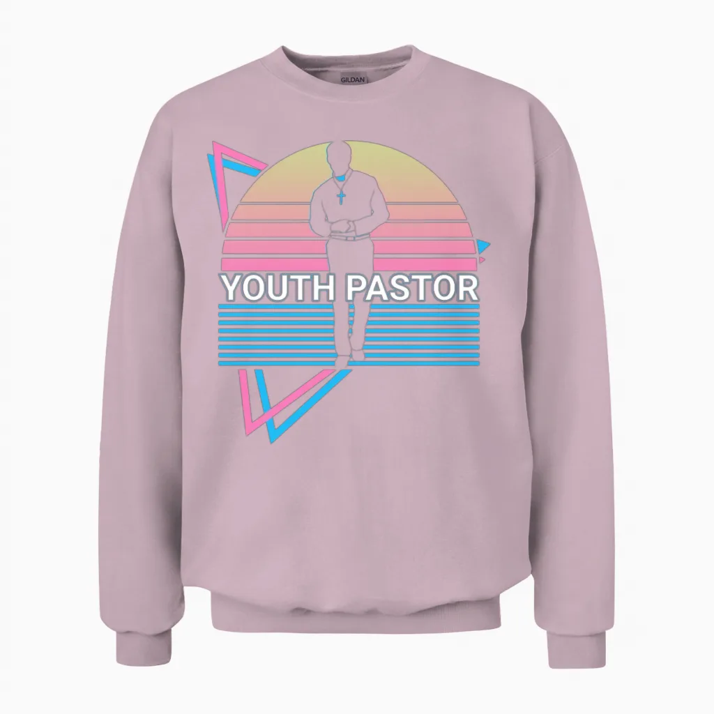 Youth Pastor Retro Unisex Sweatshirt in Light Pink