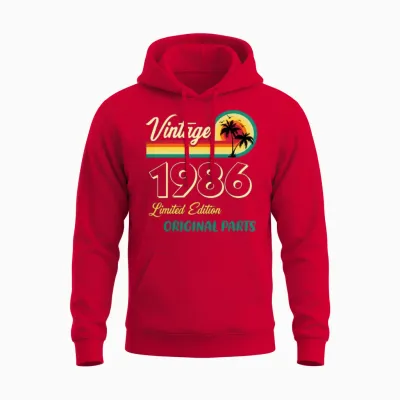 Vintage 1986 Limited Edition Original Parts Unisex Hoodie - Red