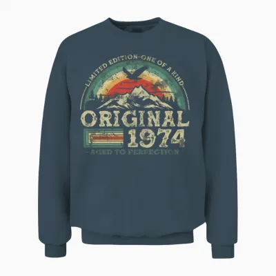 1974 Vintage Birthday Gift Unisex Sweatshirt - Dark Heather