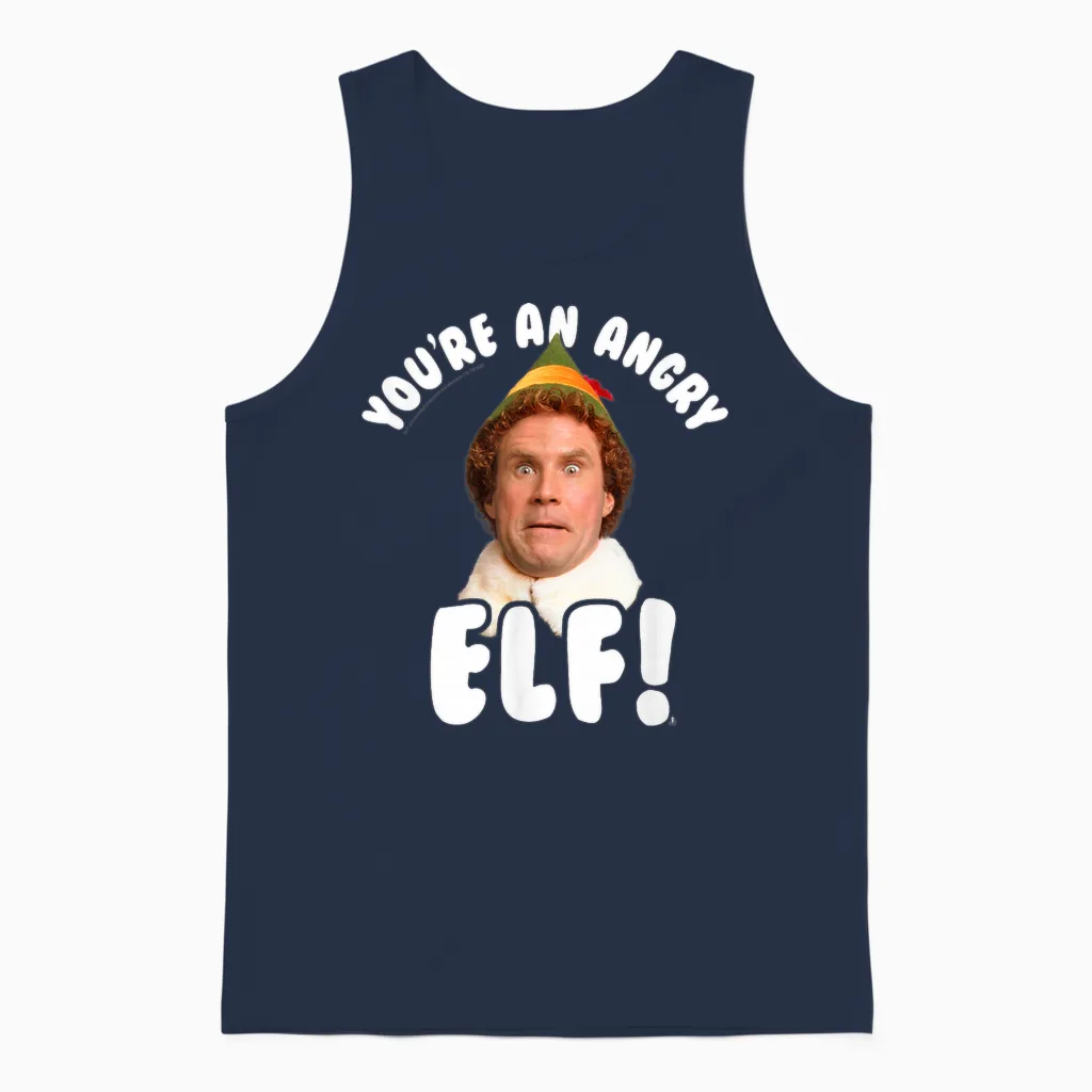 Elf You're an Angry Elf Funny Christmas Movie Unisex Tank Top in Navy