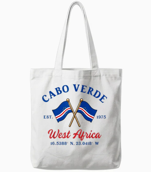 Cabo Verde Cabo Verde Wurzelkreuz Flagge Tote Bags in White