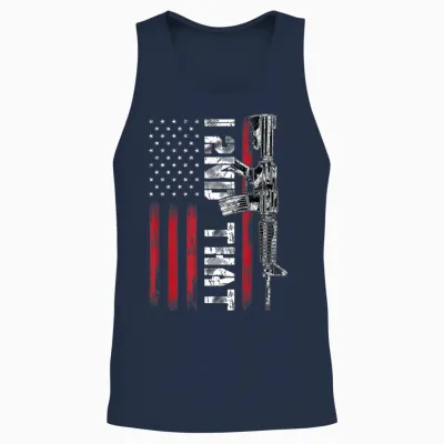 I 2nd That Second Amendment Pro Gun American Flag Patriotic Unisex Tank Top - Navy