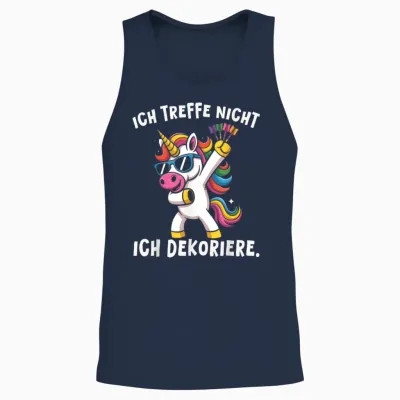 Dart Einhorn Ich Treffe Nicht Ich Dekoriere Lustiger Spruch Unisex Tank Top - Navy