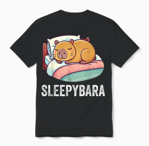 Sleepybara Capybara Sleep Unisex T-Shirt in Black