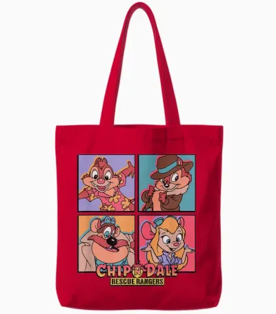 Disney Chip 'n' Dale Rescue Rangers Character Panels Tote Bags - Red