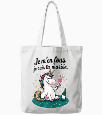 Woman I Don't Care J Am the Bride Bride Evjf Woman Unicorn T-Shirt, White Tote Bags - White